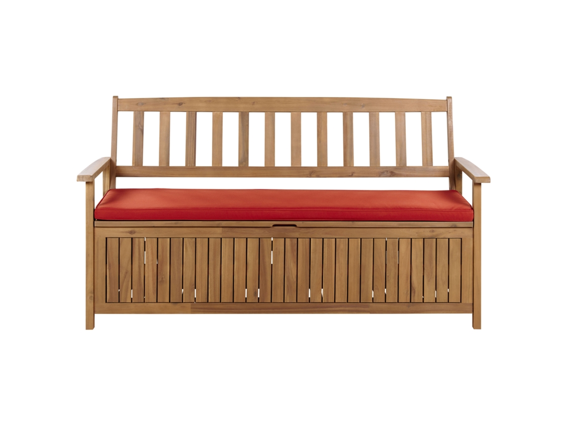 Banco De Jardim Com Almofada Beliani Sovana De Madeira De Acácia Vermelho 160x60x91