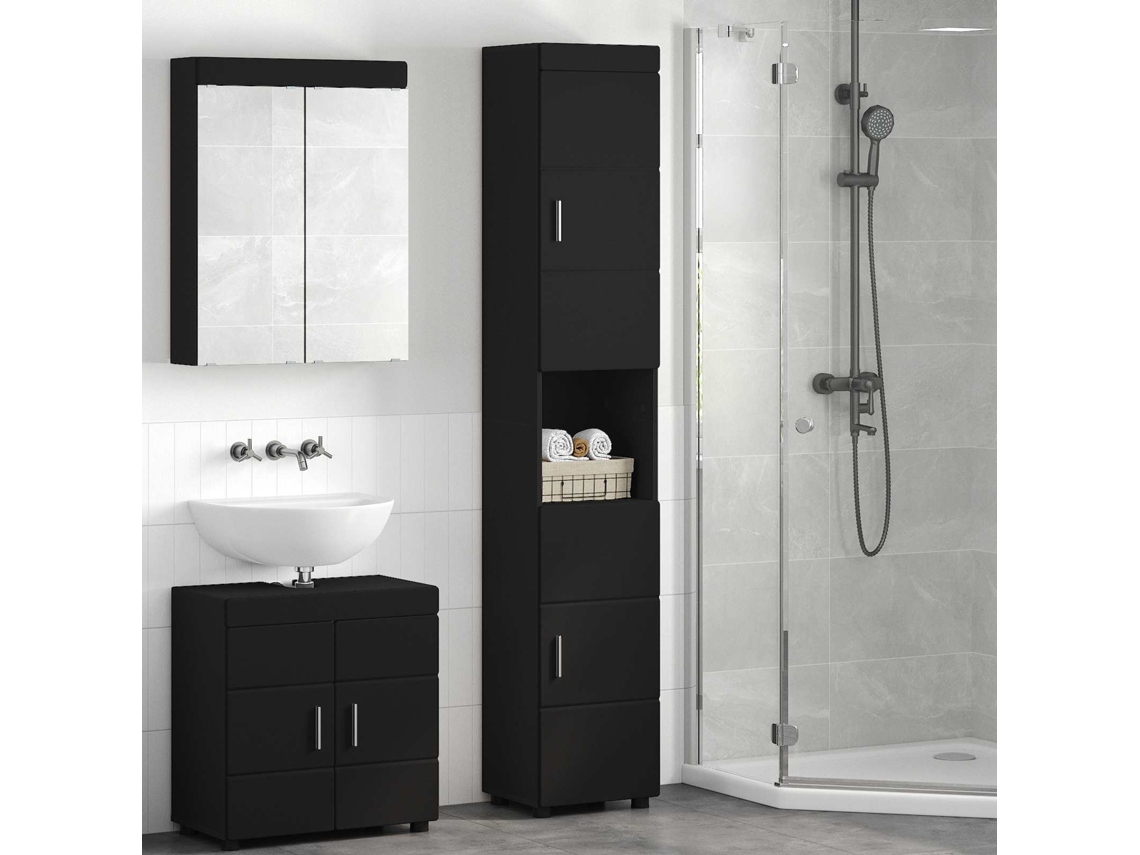 Vidaxl Conjunto De Armários Para Banheiro Tulum Preto