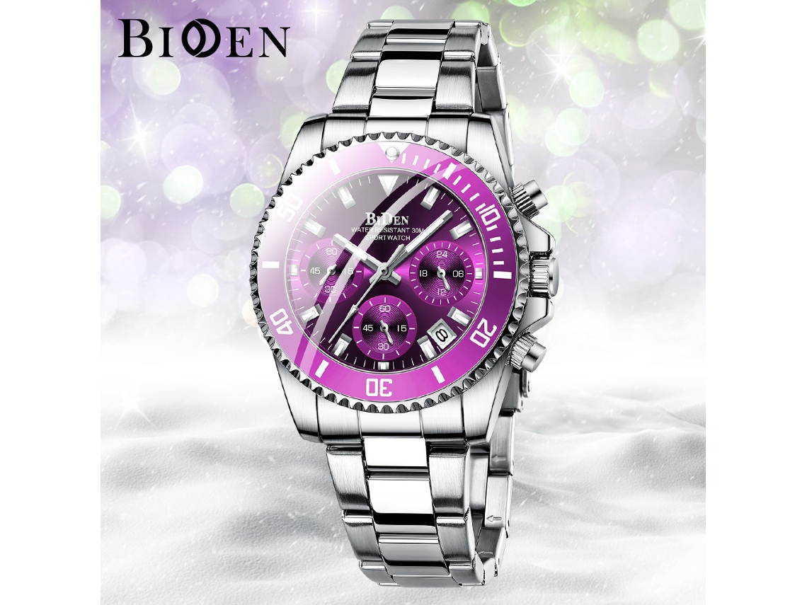 Relógio Feminino MDUG Casual de Quartzo com Pulseira de Aço Inoxidável, Diamantes, 6 Ponteiros e Movimento de Quartzo
