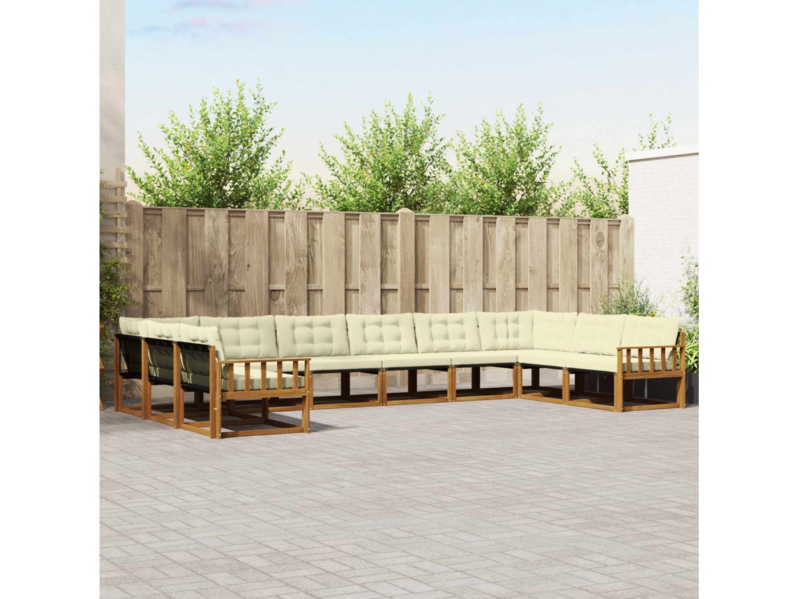 Vidaxl Conjunto De Sofás Para Exterior 10 Pcs Natural E Creme