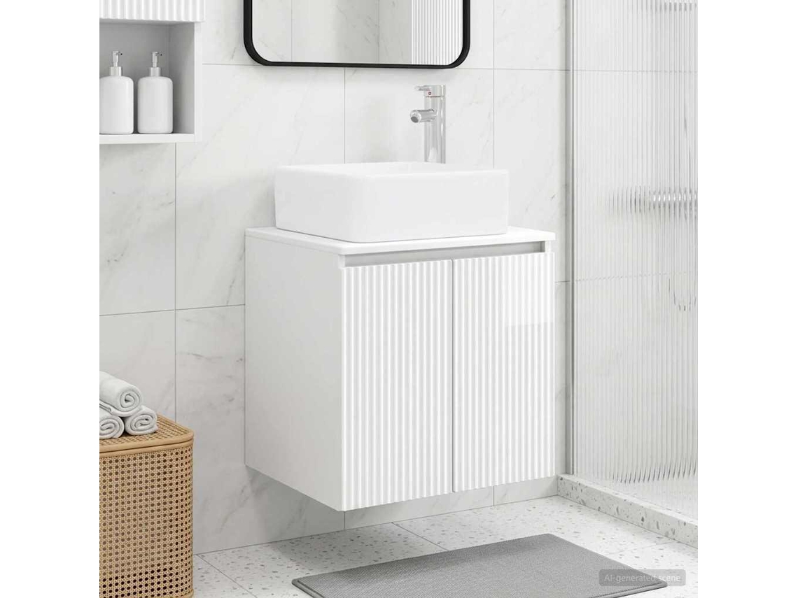 Vidaxl Vaidade Com Pia Suspensa Branco Brilhante 53 X 35 X 63 Cm