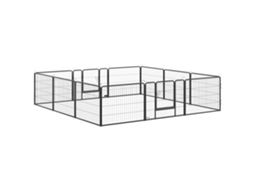 Cercado Cães 12 Painéis 2 Portas Aço 80x60 Cinza