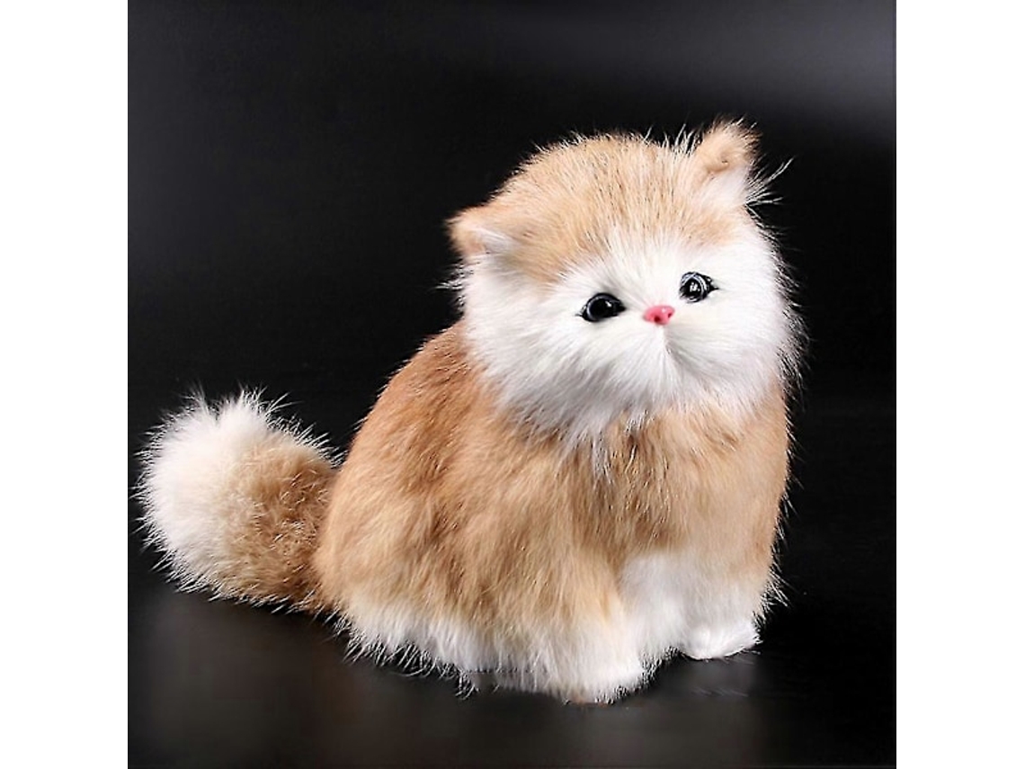 Bichinho De Pelúcia Com Gatinho Feito Pele Carneiro Verdadeira Boneco Eletrônico Som Miado Brinquedo Para Crianças Xixi Brown