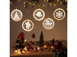 Luzes De Natal Em Cadeia, 5 Luzes Led Circulares Para Decoração De Cena De Natal