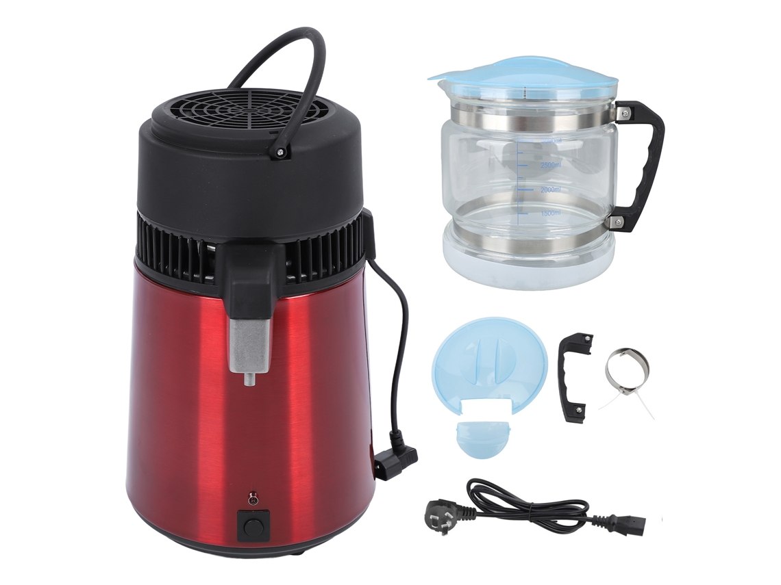 Purificador de água doméstico 750w 4l aço inoxidável com centrífuga, botão único, vermelho vinho, tomada EU 220v LAXISCREED