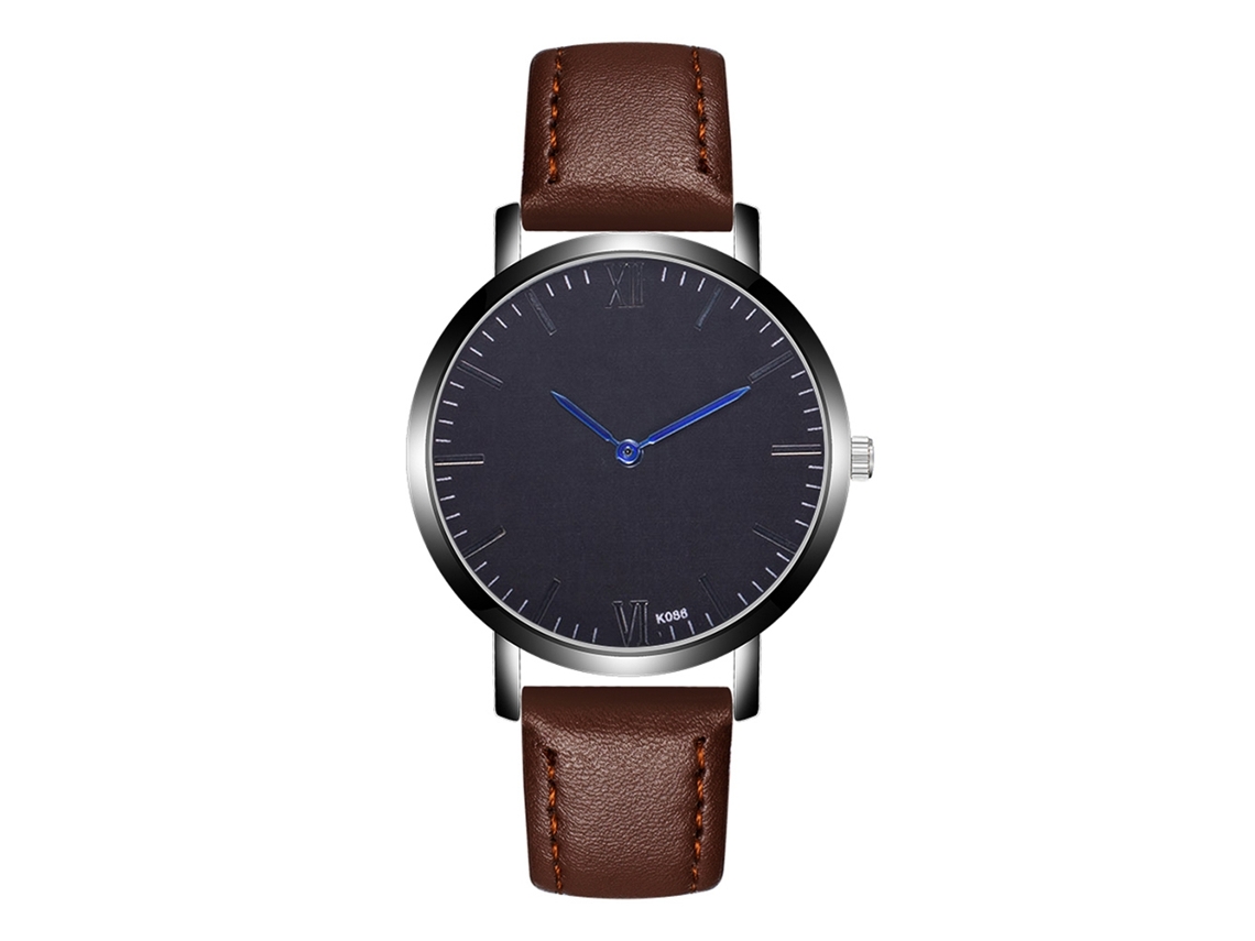 Reloj Hombre De Cuarzo Con Cinturón De Aleación Dial Redondo Moda Empresarial Café Oscuro