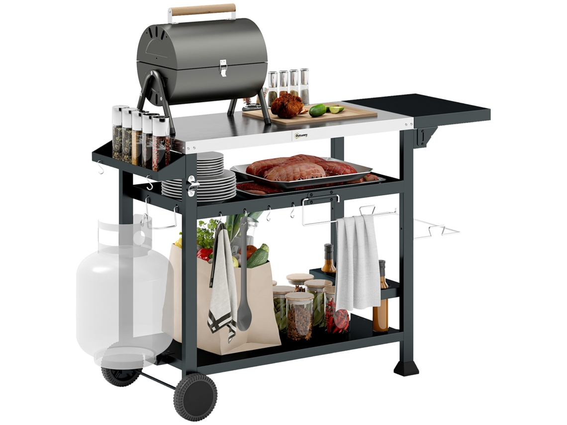 Churrasqueira com Carrinho Acessórios Dimensões 125x65x84cm Preto + Prata SINI TECH STORE