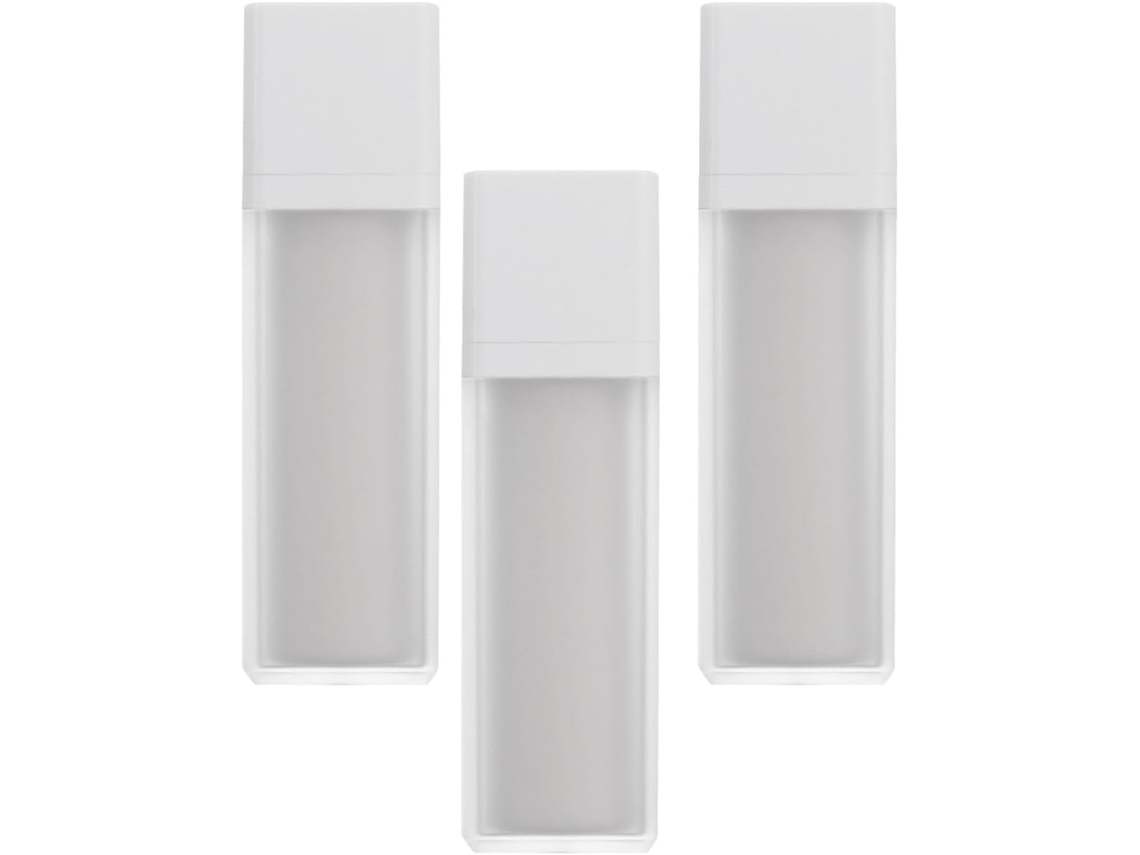 Conjunto De 3 Frascos Brancos De 50ml Com Bomba Airless, Recarregáveis Em Ar E Polipropileno.