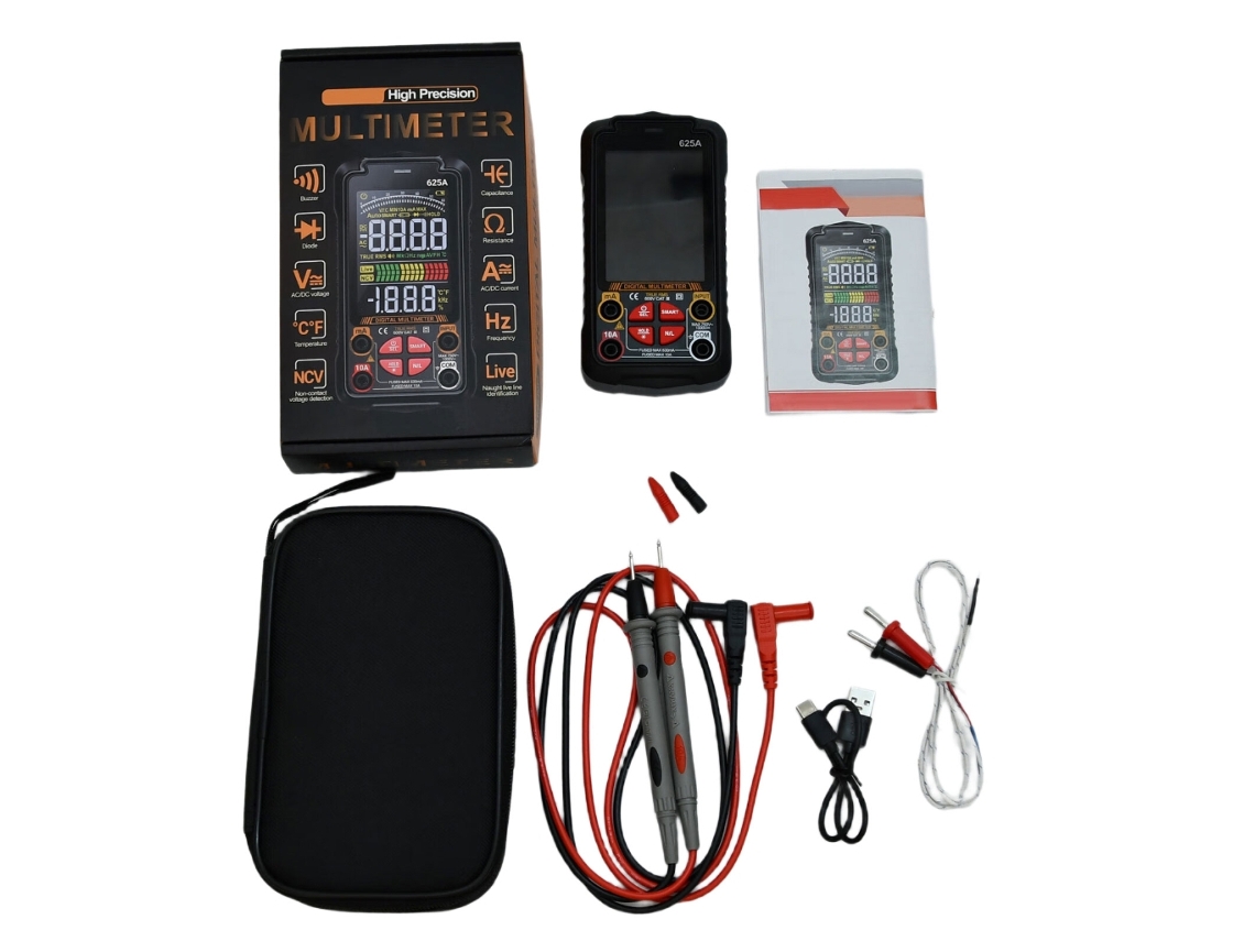 Lurelia Multímetro Digital, Dc10mv, 1000 V, 750 V, 10 A, Ncv, Alcance Automático, Luz De Fundo, Capacitância, Temperatura