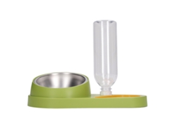 Comedouro e Bebedouro Automáticos para Gatos, Inclinação de 16 Graus, Tigela Dupla em Aço Inoxidável, Verde AQUAFORGE