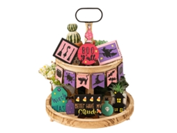 Laxiscreed Castelo De Feiticeira Halloween Bandeja Decorativa Em Madeira Para Festas