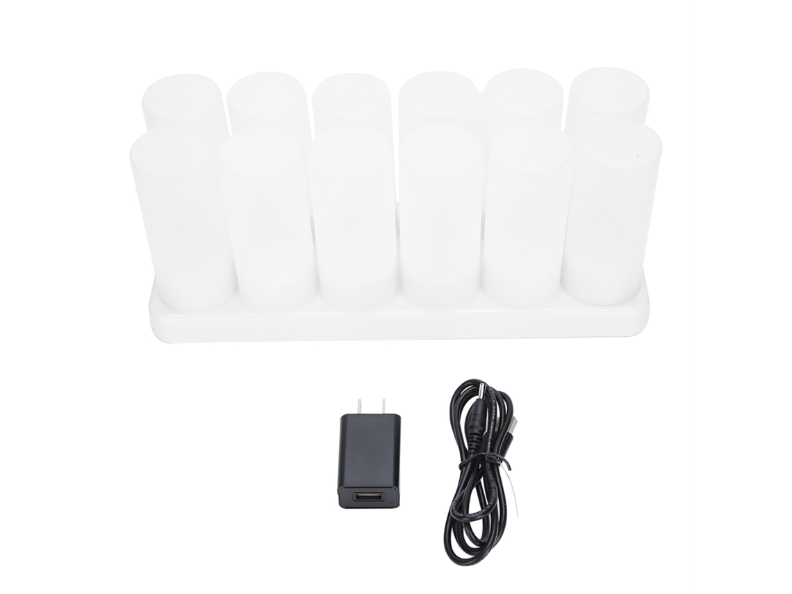 Vela eletrônica sem chama Baok com LED, simulando uma vela de chá, ideal para decoração de aniversários e casamentos.