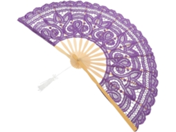 Leque Dobrável Vintage De Bambu E Renda Para Casamento