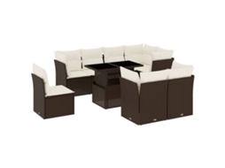 Conjunto de 9 Sofás para Jardim com Almofadões Vime Pe Castanho MAISON EXCLUSIVE