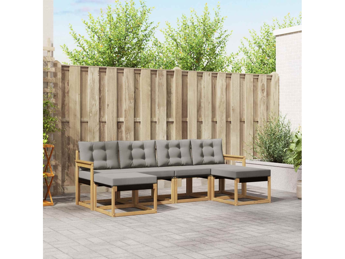 Vidaxl Conjunto De Sofás Para Exterior 6 Unid. Branco E Cinzento-claro