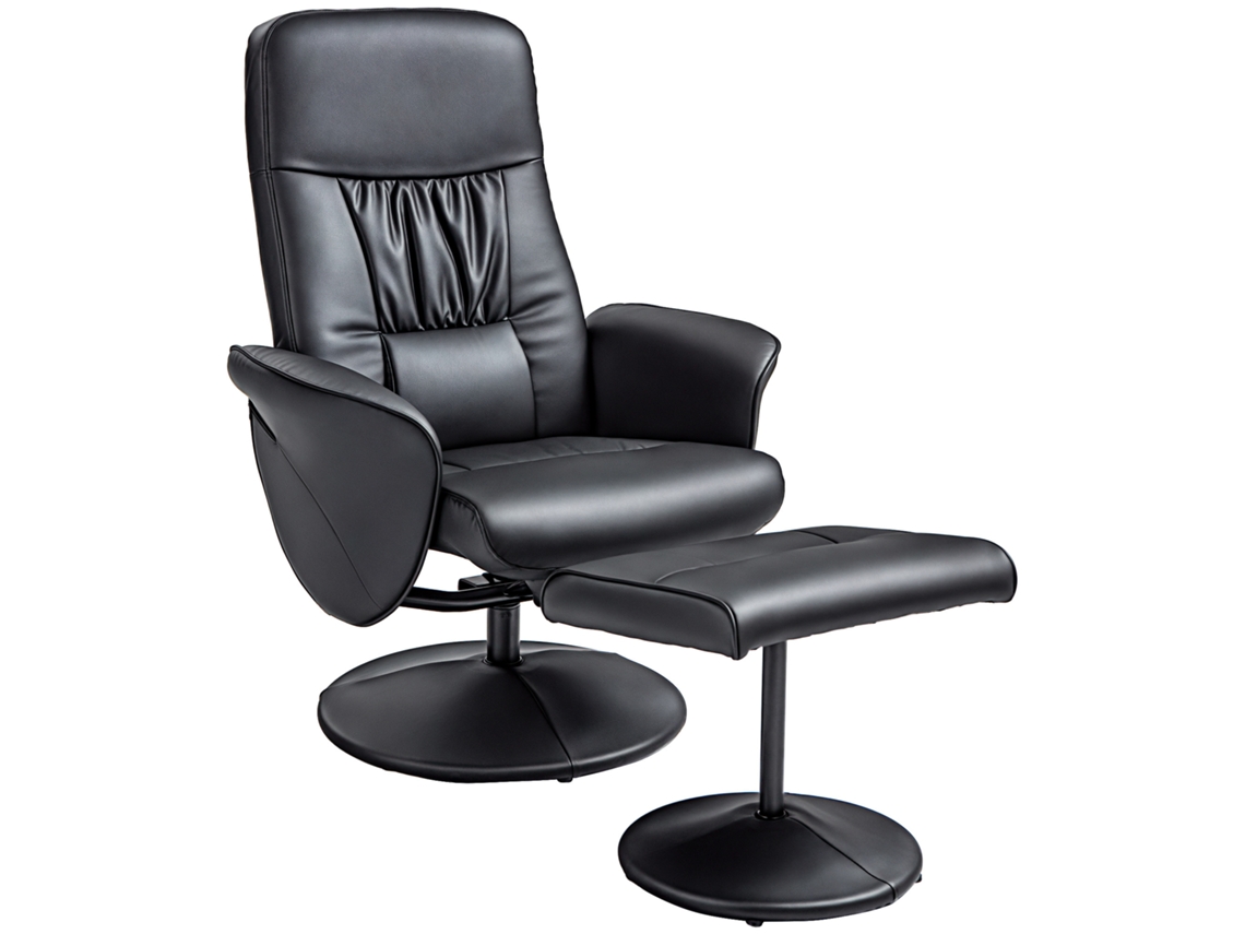 Conjunto 2 Poltronas com Banquinho Reclinável, Preto | S/MARCA