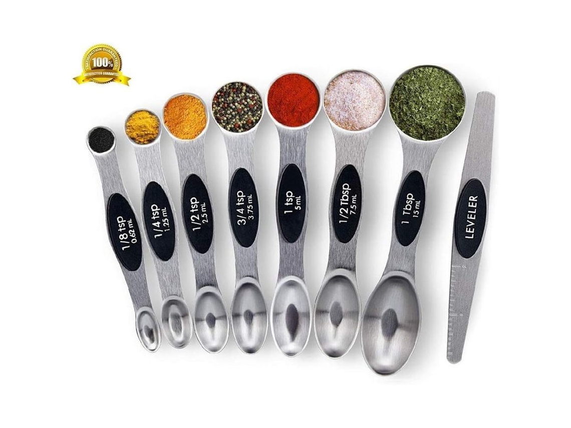 Conjunto de 8 Colheres de Medir Nova Line em aço inox com nívelador