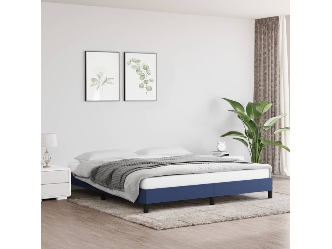 Vidaxl Estrutura De Cama Sem Colchão 180x200 Cm Tecido Azul