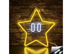 Placa Neon Star, Placa Neon Gaming Para Decoração De Sala De Jogos