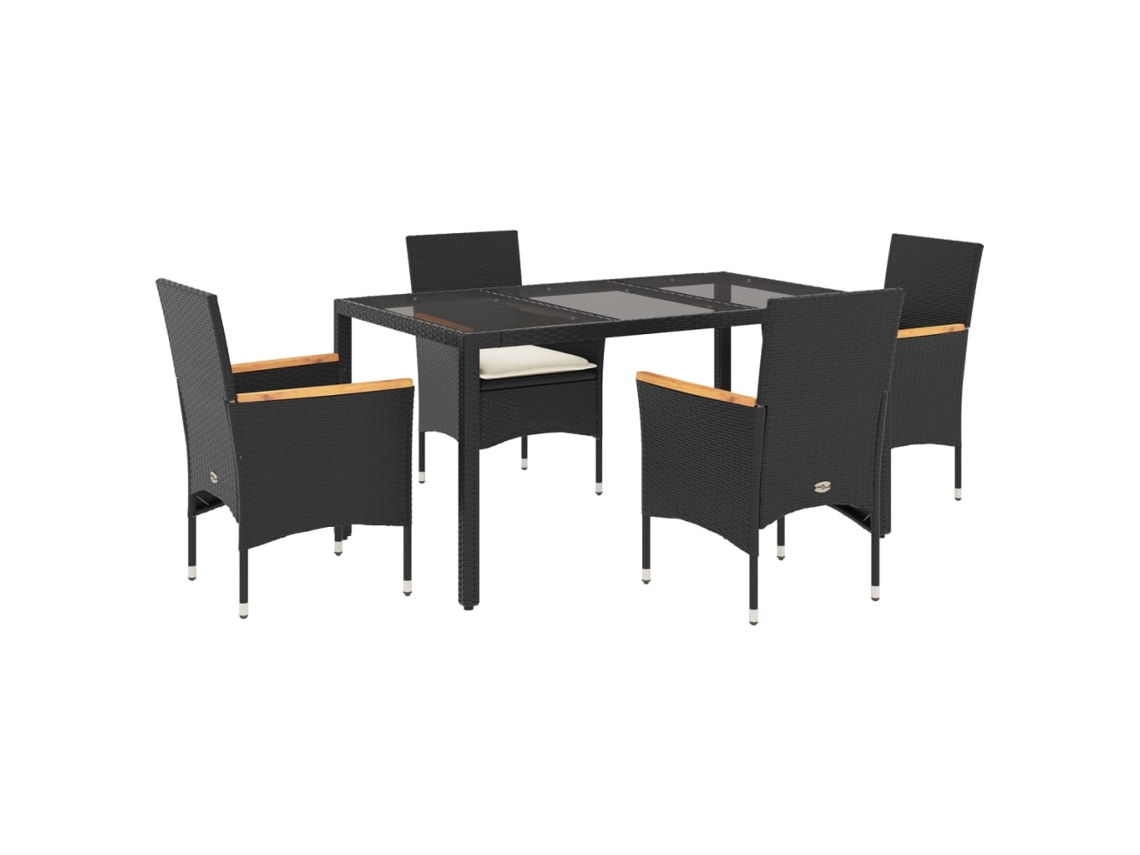Garden Dining Set, Garden Dining Sets Vidaxl Preto Rattan / Vime (150 X 90 X 75 Cm)