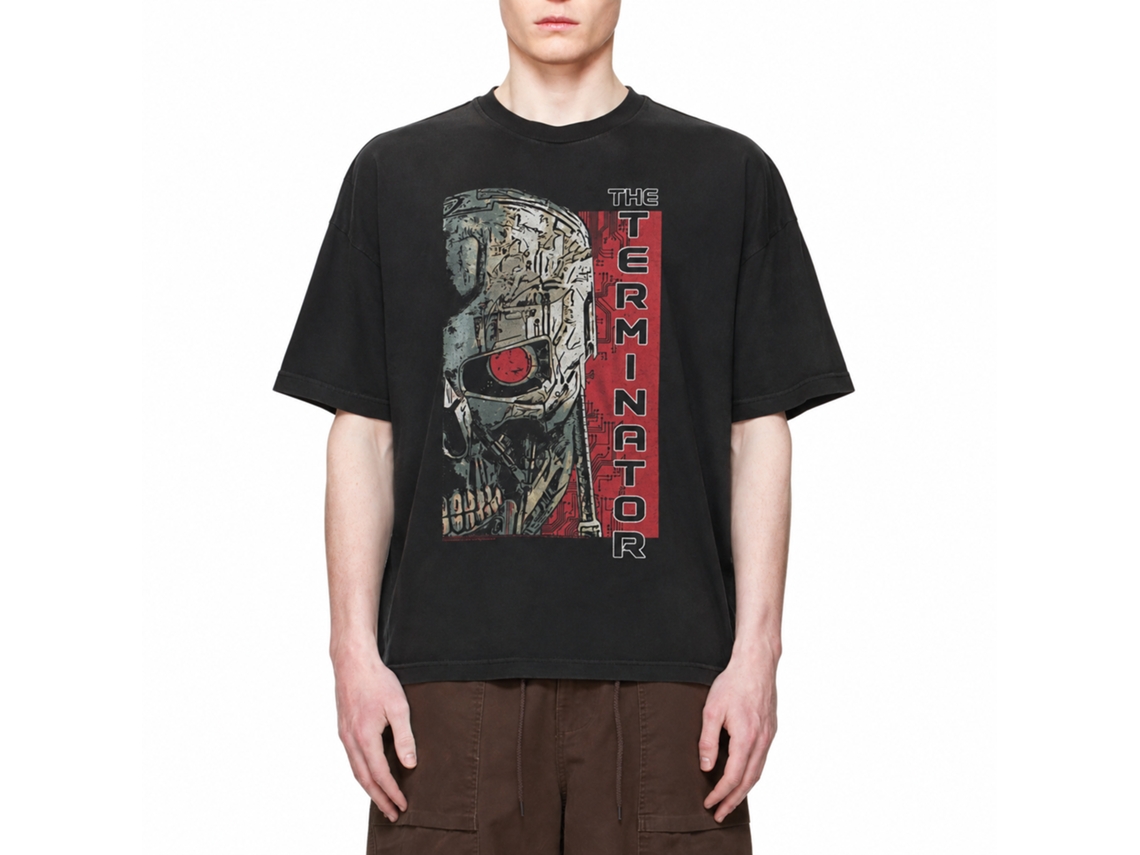 Rockinstone Terminator Movie Comic Illustration Black Adult T-shirt Size:xxl