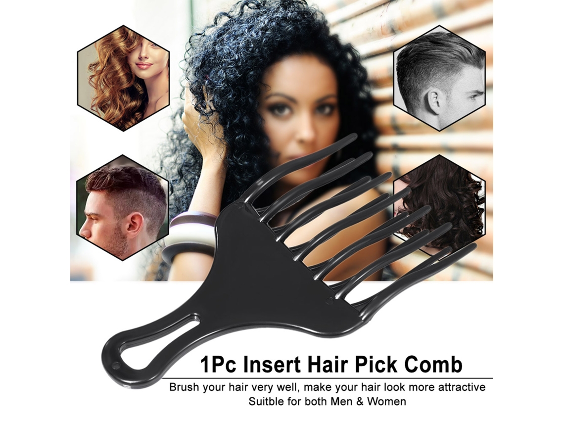 2026 peine de Cabelo Afro Inserível de Plástico com Pinos Altos e Baixos, Ferramenta de Estilo para Homens e Mulheres, Preto
