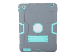 Capa Para Ipad (antichoque, Cor De Contraste) Para Ipad 2/3/4 Cinza + Verde Menta Capa De Silicone De Cobertura Total Protetora