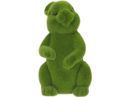 Inoomp Coelho da Páscoa Figura Decorativa Estátua de Coelho Feita de Tecido Flocado Verde para Jardim Terraço Varanda CHABERLU