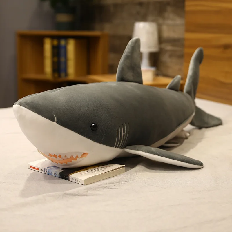 Brinquedo de Pelúcia Tubarão Gigante, Travesseiro/almofada para Dormir MDUG (cinza 60cm)