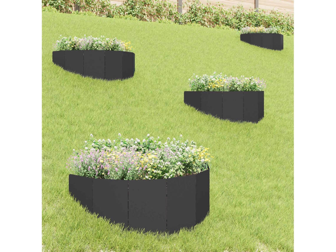 Vidaxl Acabamento Para Gramado 4 Unid. 100 X 45 Cm Aço Preto