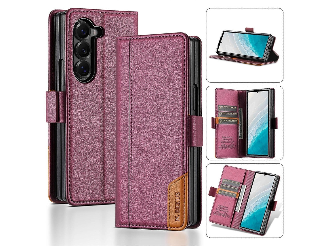Capa De Celular De Couro Com Flip Magnético E Costura Rfid N.bekus P3