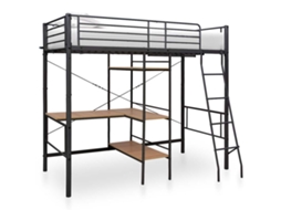 Vidaxl Beliche Com Secretária 90x200 Cm Metal Cinzento