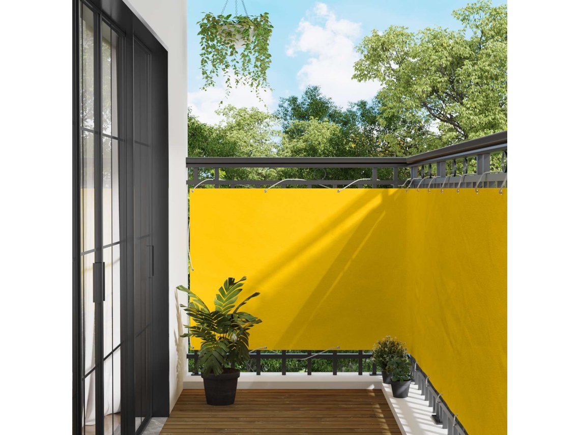 Vidaxl Tela De Varanda 110 X 400 Cm Tecido Oxford Retangular Amarelo