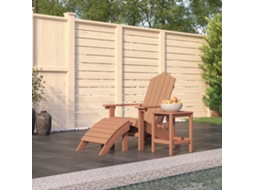 Vidaxl Cadeira De Jardim Adirondack C/ Apoio De Pés/mesa Pead Castanho