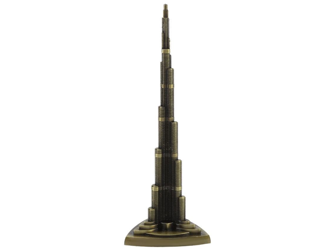 XYVONA Estátua Modelo Do Burj Khalifa, Réplica Arquitetônica De Liga Metálica Com Acabamento Requintado, Escultura De Torre De Bronze Anticorrosiva Para Deco