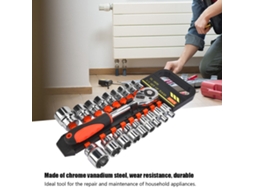 Kit De Ferramentas Manuais Com Chave De Ratchê 1/2" E Soquete De Múltiplos Tamanhos (19 Peças)