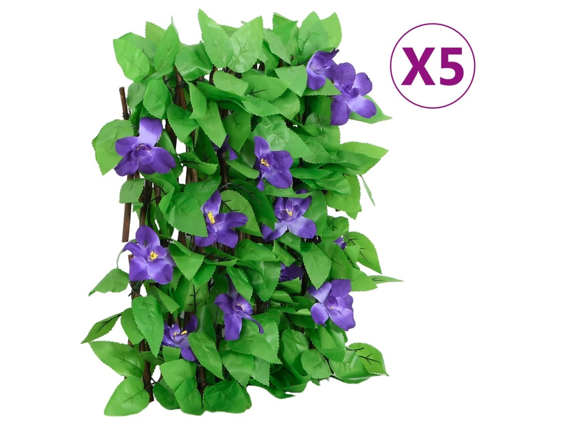 Vidaxl treliça De Hera Artificial Extensível 5 Pcs 180x20 Cm Verde