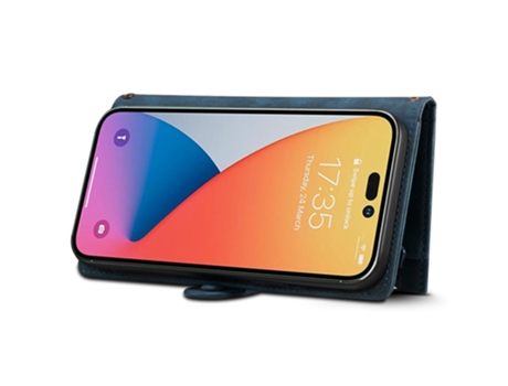 Eseble Capa Em Couro Pu À Prova De Quedas Para Apple Iphone 16 Pro Max - Azul