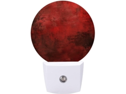 Luminária de parede noturna com plugue, com imagem texturizada vermelha, luminária noturna de LED impressa com sensor.
