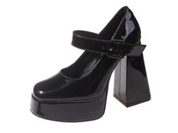 Zapatos Mary Jane De Plataforma Com Salto Grosso Ponta Quadrada De Couro Verniz Us 6 Preto Eua 6 Negro