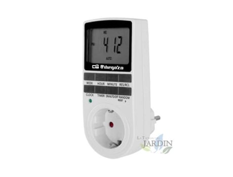 Programador / Temporizador Digital 24 Horas 16 Programas de configuração Potência máxima 3680W Ecrã LCD ORBEGOZO
