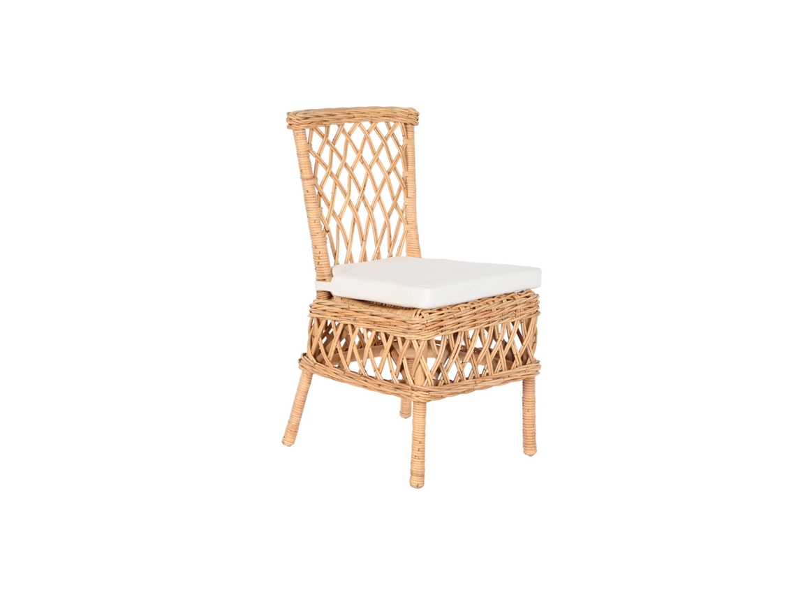Cadeira de Vime com Almofada Natural 47x58x90cm ALEXANDRA HOUSE LIVING