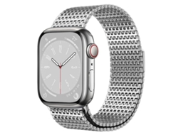 Bracelete para Apple Watch 46/49/45/44mm malha milanesa magnética com pino de segurança prateada XIAOMOYU