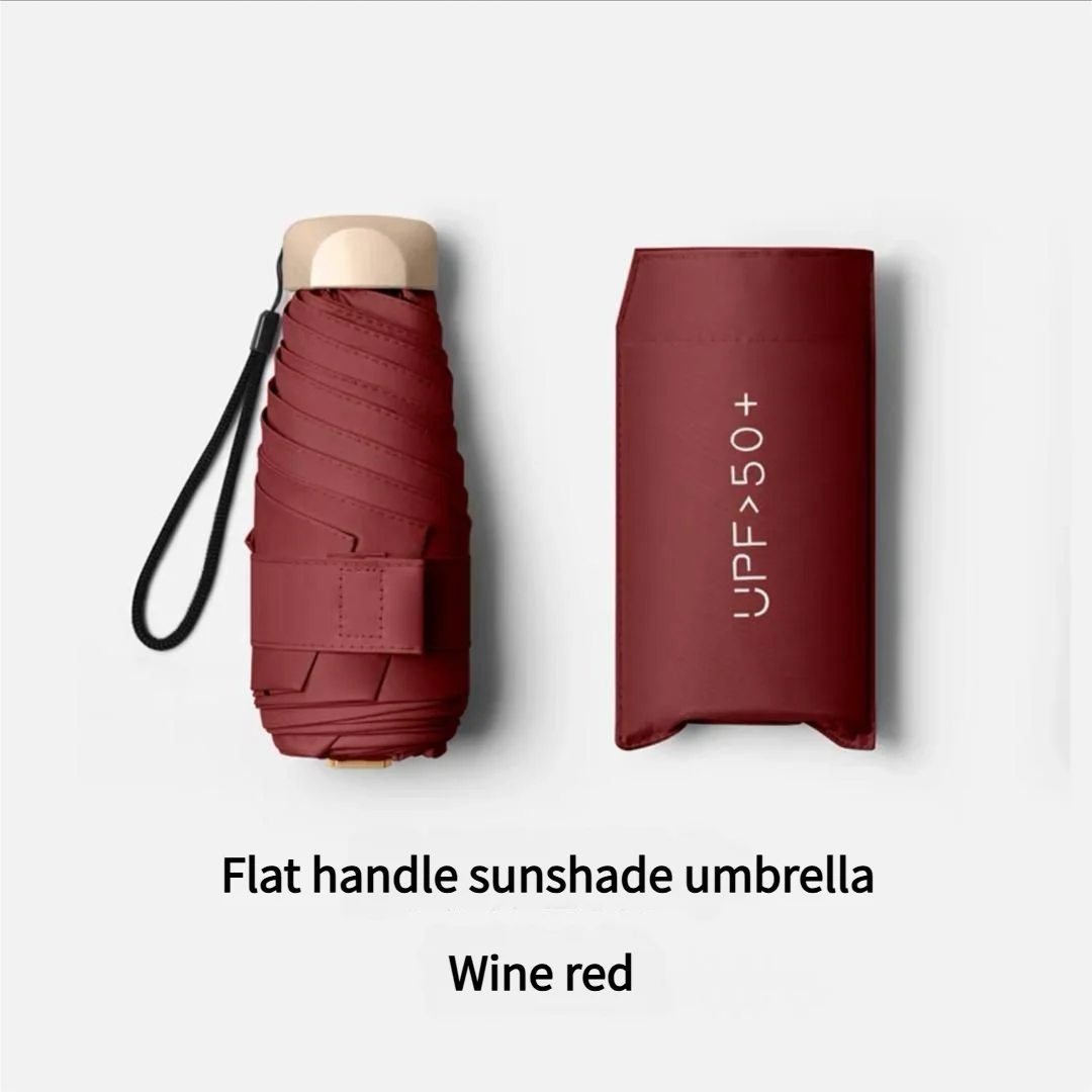 Mini Guarda sol, Compacto e Portátil, Dobrável, com Proteção Uv, Tamanho de Bolso MDUG (borgonha)