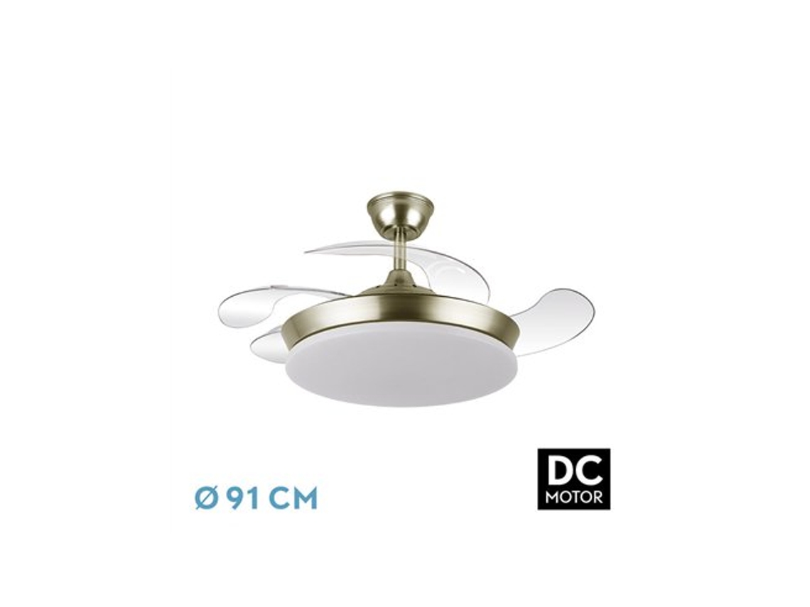 Ventilador De Teto Regulável Dc Trident Mini Com Controle Remoto Cor Couro Fabrilamp (59w 3cct 6980lm)