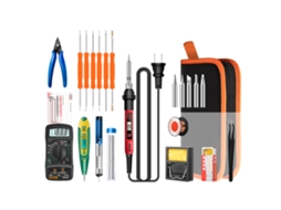 Mini kit de solda elétrica de 60 W com visor LCD digital, ferramentas de solda inteligentes com pinças, multímetro e estojo de transporte.