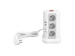 Extensão Vertical Multifuncional (com Várias Portas E Proteção Contra Surtos)