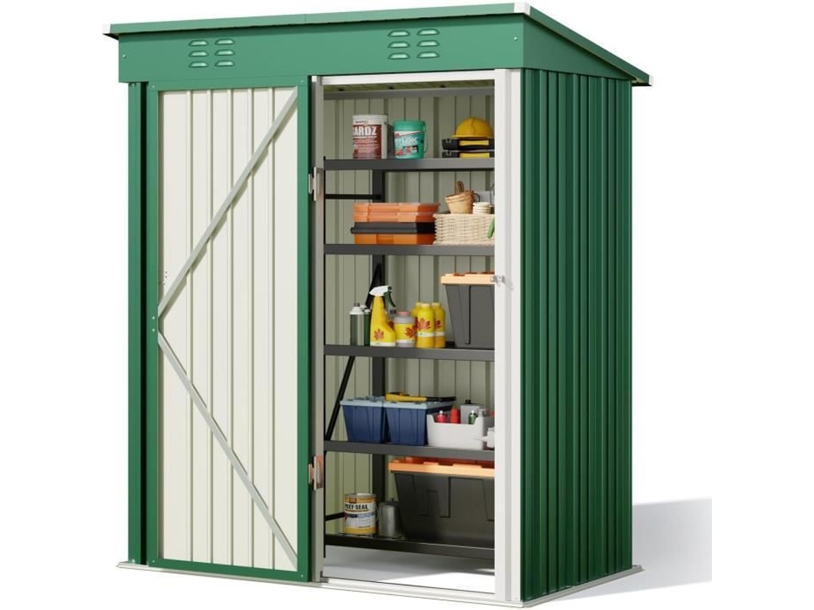 Abrigo de jardim metálico BEALIFE - Aço galvanizado - Verde - 162 x 94 x 182 cm