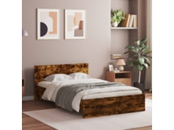 Vidaxl Estrutura De Cama Com Cabeceira 135x190 Cm Carvalho Fumado