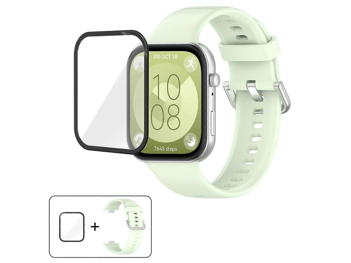 Pulseira De Silicone Com Fivela De Aço Prateado E Película Curva 3d.